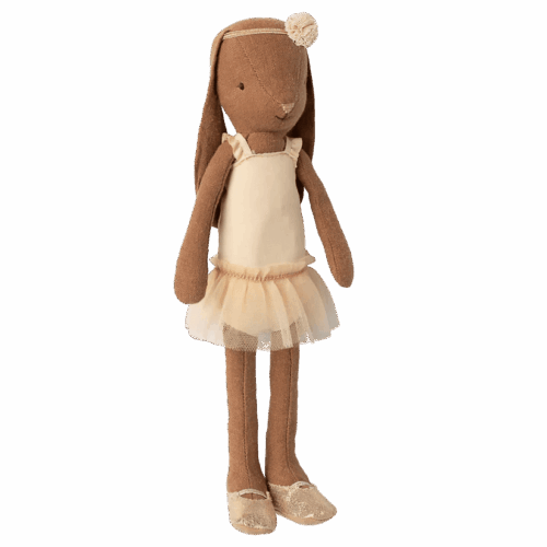 maileg bunny size 2, chocolate brown ballet suit and skirt cream 24cm