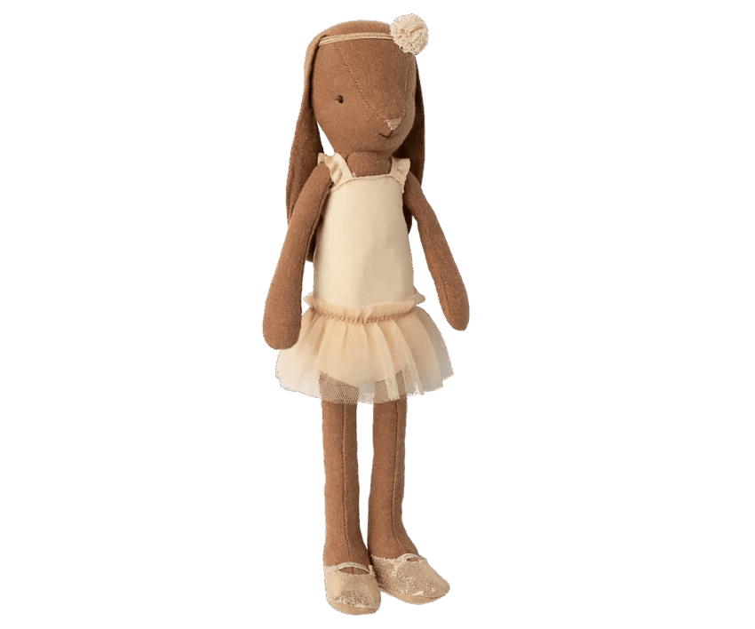 maileg bunny size 2, chocolate brown ballet suit and skirt cream 24cm