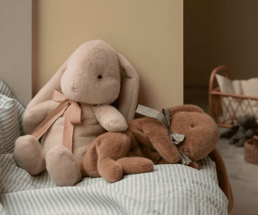 maileg sleeping bunny plush, small soft brown