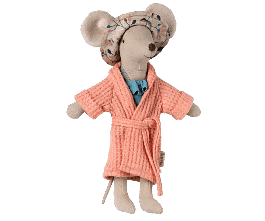 maileg bathrobe, mum mouse coral