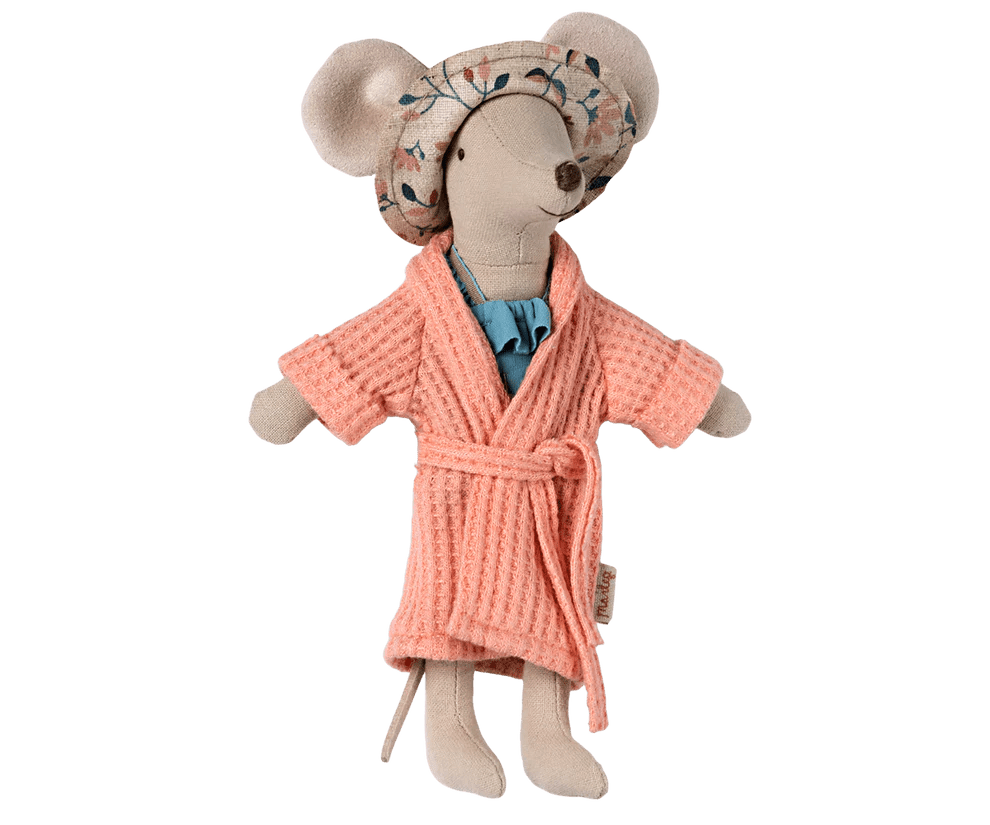 maileg bathrobe, mum mouse coral