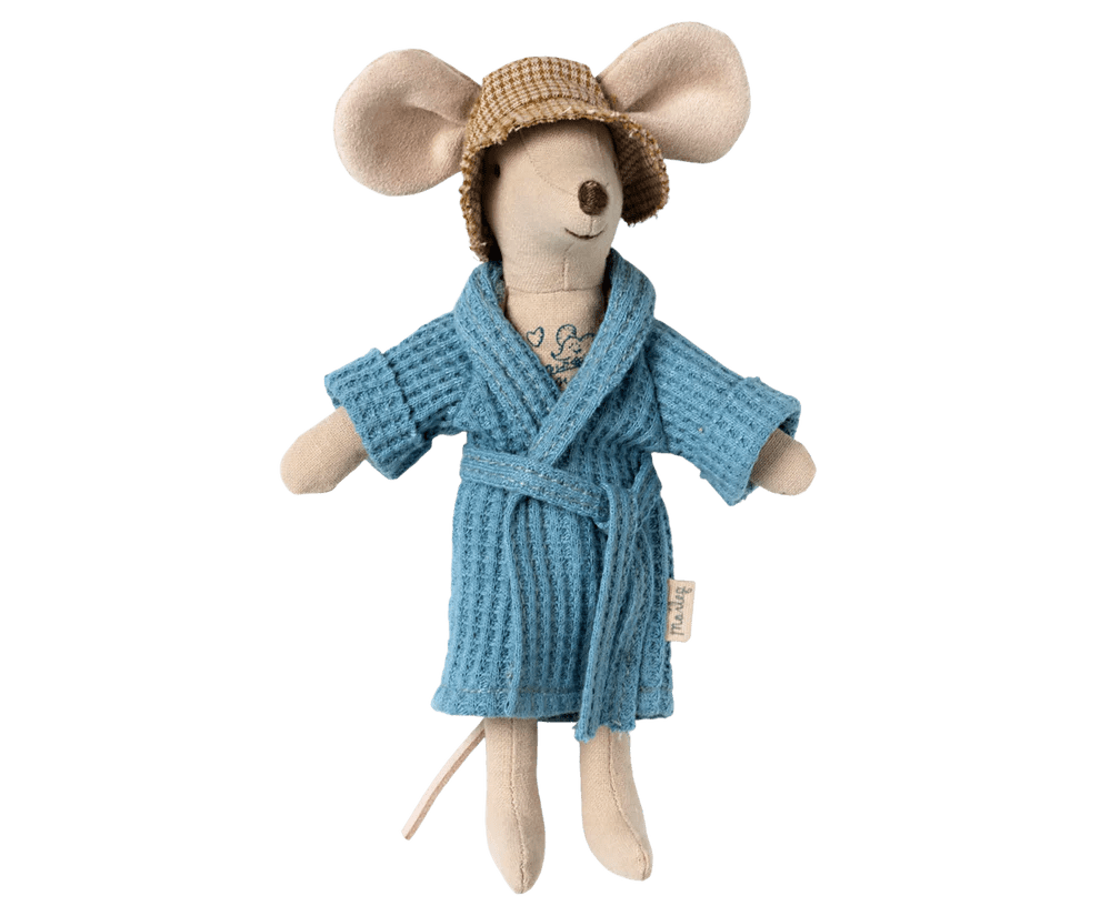maileg bathrobe dad mouse dusty blue