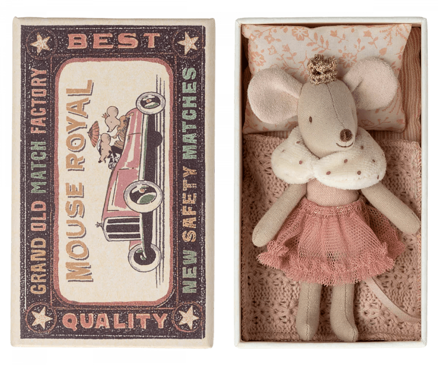 maileg princess mouse, little sister in matchbox