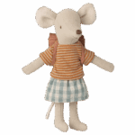 maileg tricycle mouse, big sister with backpack old rose