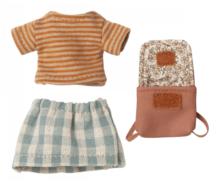 maileg clothes and bag, big sister mouse old rose