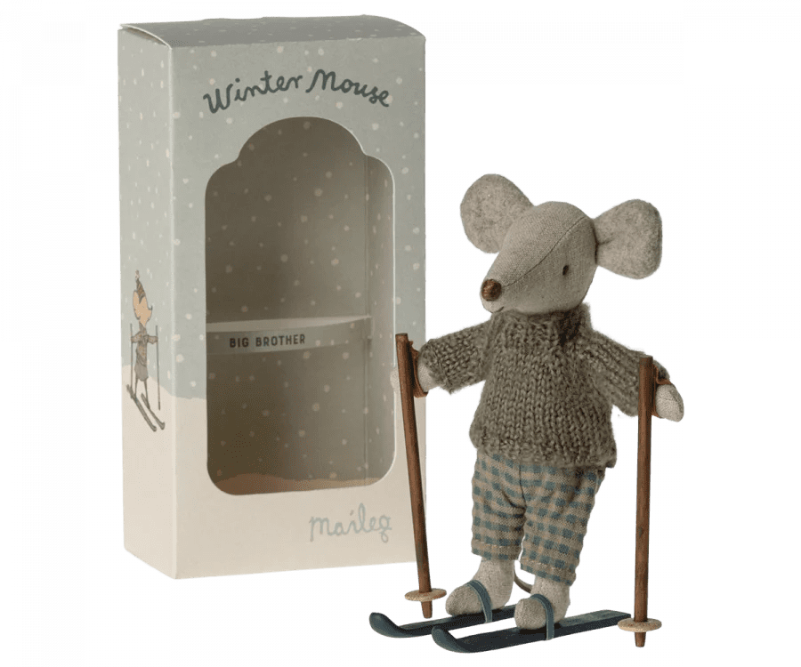 maileg winter mouse with ski set, big brother