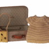 maileg knitted dress and bag in suitcase, big sister mouse