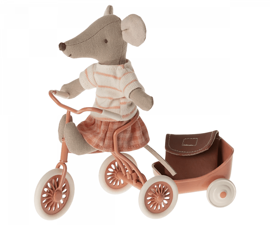 maileg tricycle mouse, big sister coral