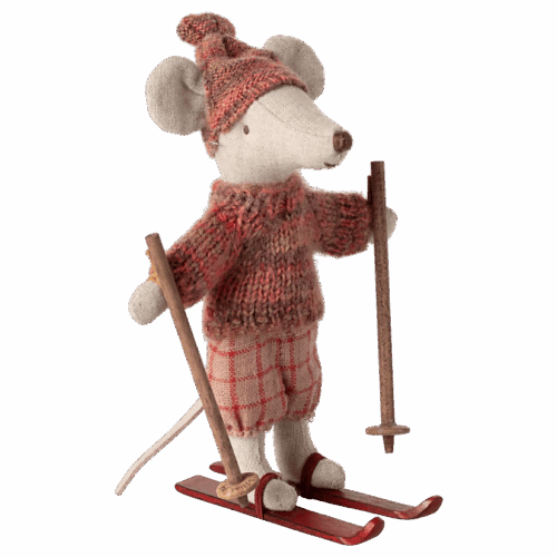 maileg winter mouse with ski set, big sister rose