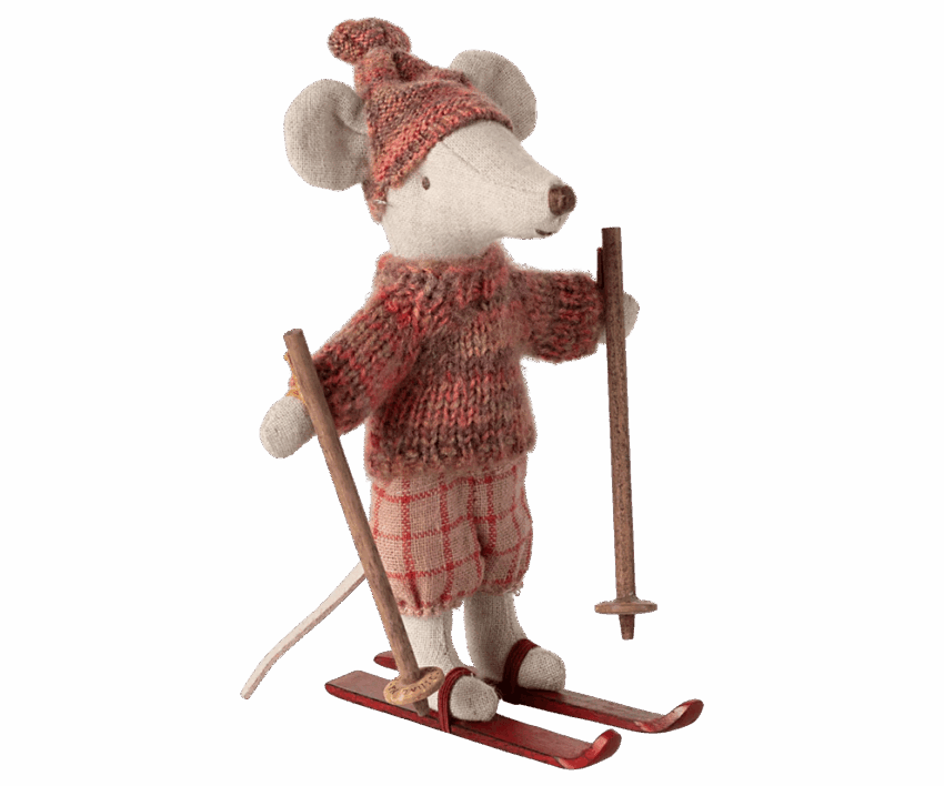 maileg winter mouse with ski set, big sister rose