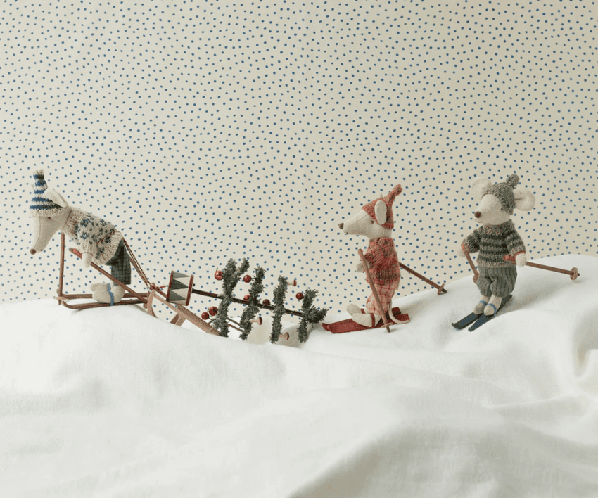maileg winter mouse with ski set, big sister rose