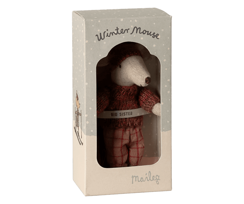 maileg winter mouse with ski set, big sister rose