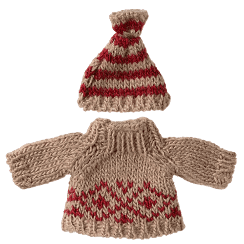maileg knitted sweater and hat, mum mouse