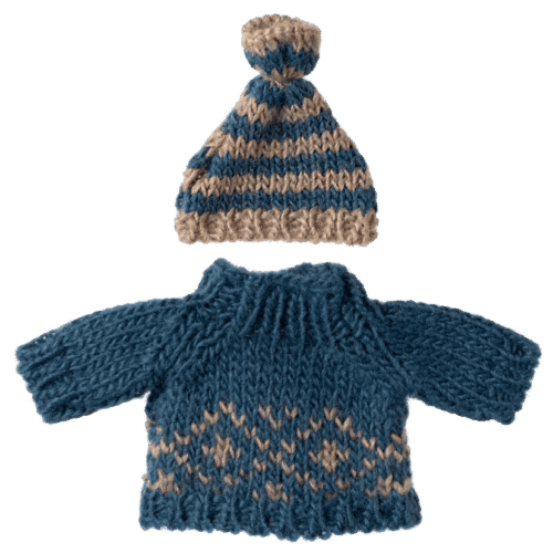 maileg knitted sweater and hat, dad mouse