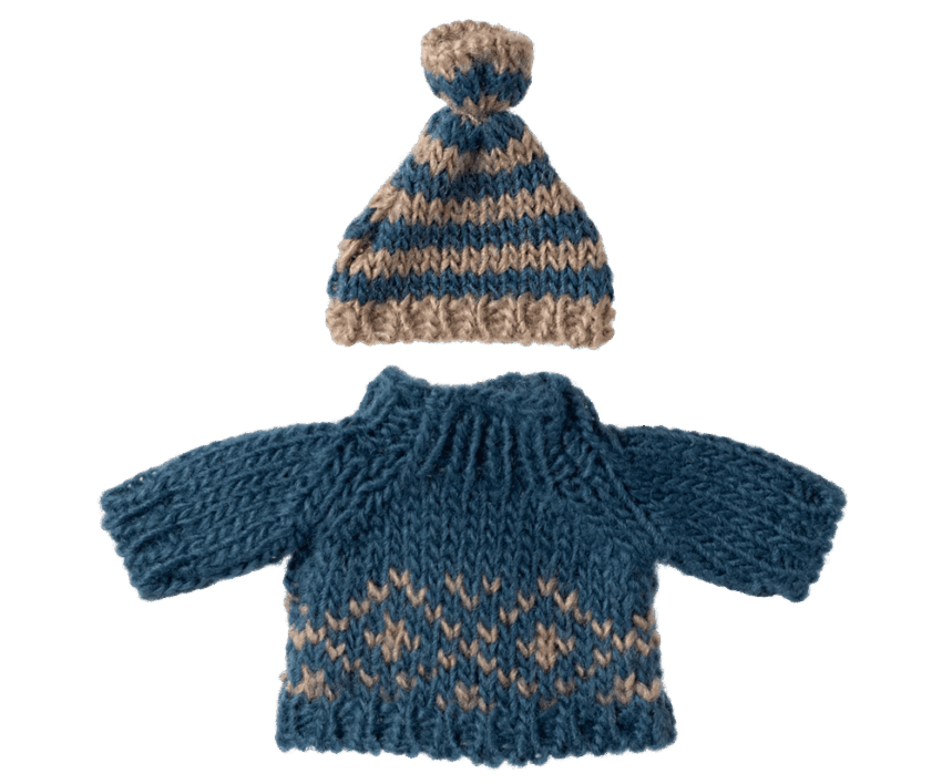 maileg knitted sweater and hat, dad mouse