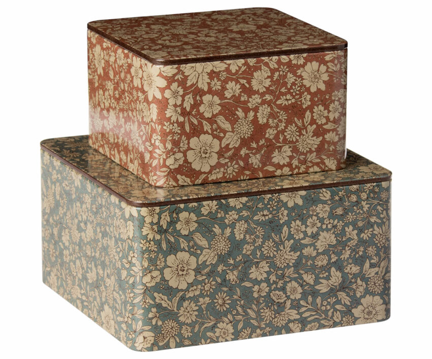 maileg metal box, blossom 2 pcs set
