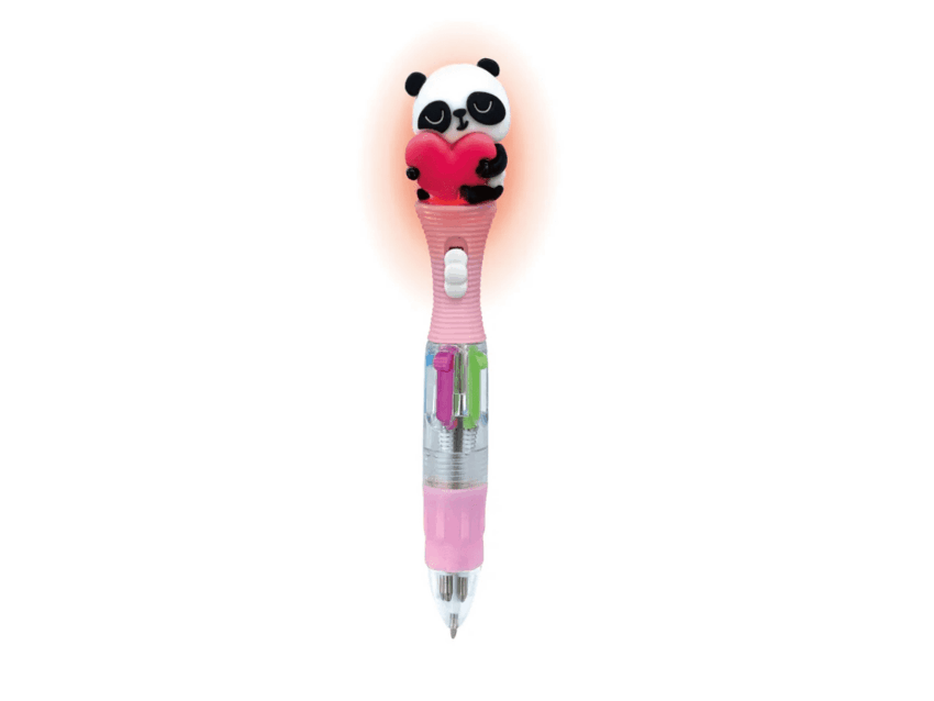 4 kleuren balpen panda met licht 3 assorti