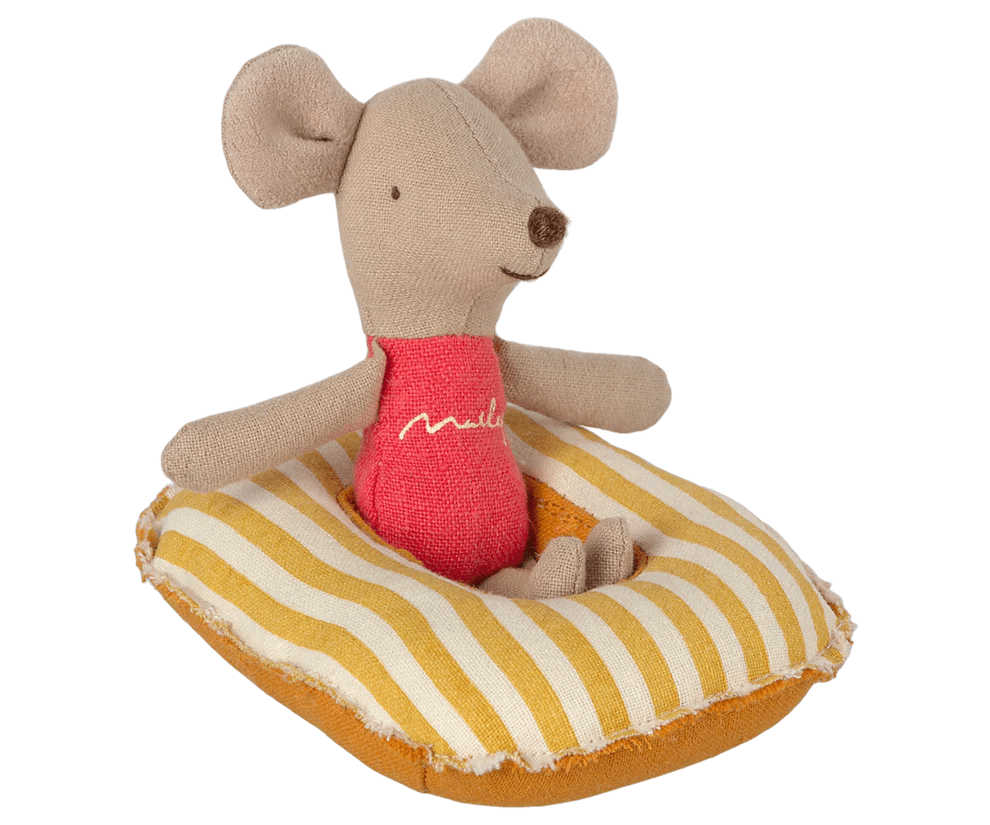 maileg rubber boat, small mouse yellow