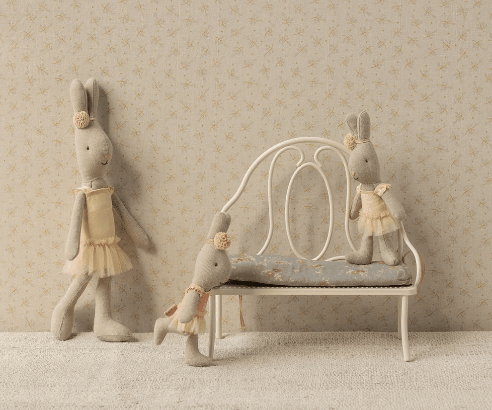 maileg vintage bench, miniature off white