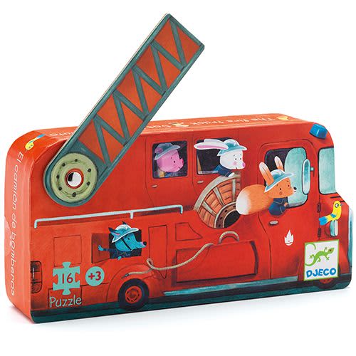 djeco silhouette puzzel brandweerauto 16 pcs