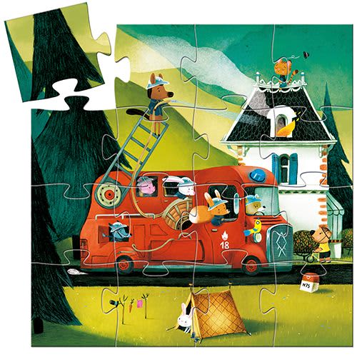 djeco silhouette puzzel brandweerauto 16 pcs