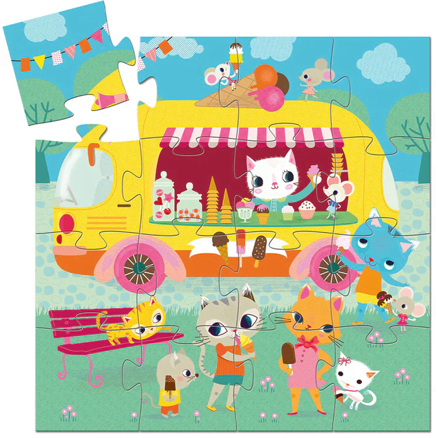 djeco silhouette puzzel ice cream truck 16pcs
