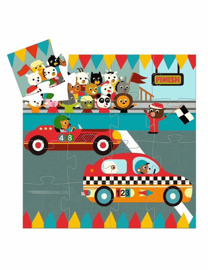 djeco silhouette puzzel race auto 16 pcs