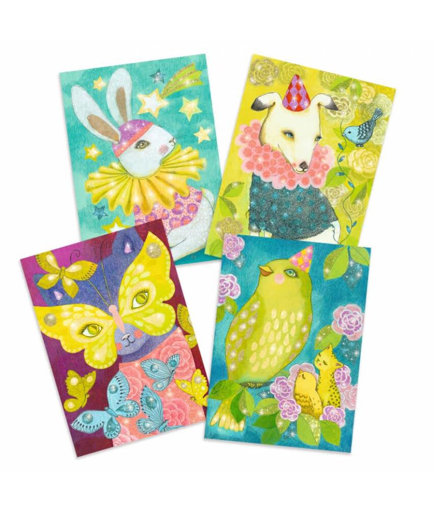 djeco glitter schilderijtjes carnaval van dieren