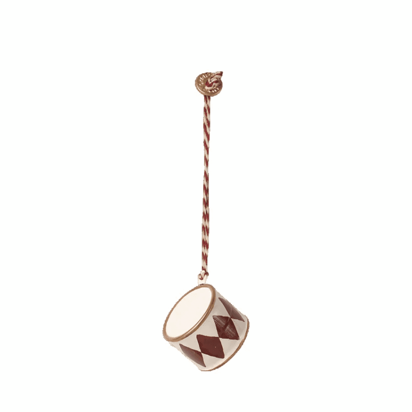 maileg metal ornament, small drum red