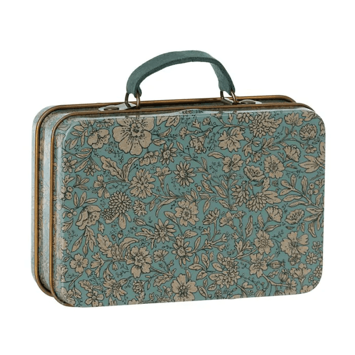 maileg small suitcase, blossom blue