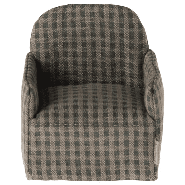 maileg chair, mouse green checker
