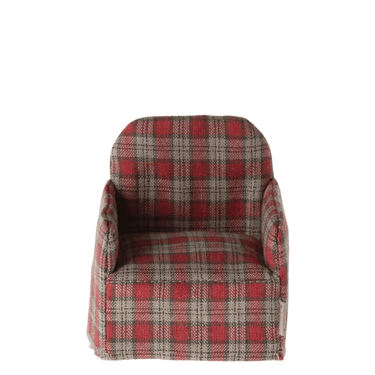 maileg chair, mouse red checker