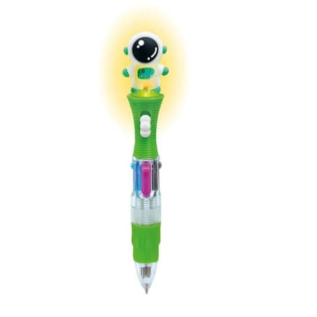 4 kleuren balpen astronaut met licht 3 assorti