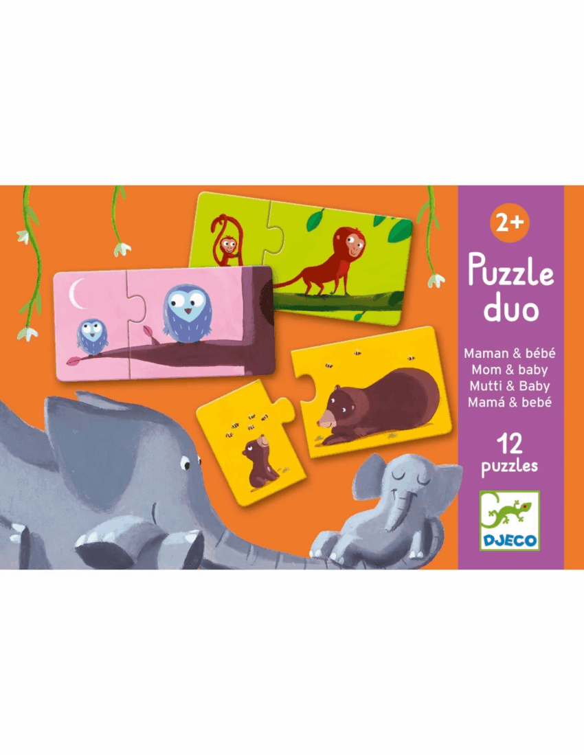 djeco puzzel duo mama en baby dieren