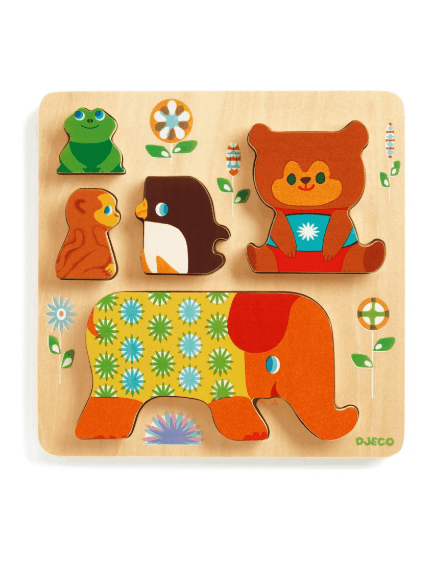 djeco houten dierenpuzzel woodypile