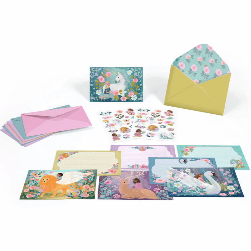 djeco verjaardagsuitnodigingen & stickers prachtige dieren! 8st