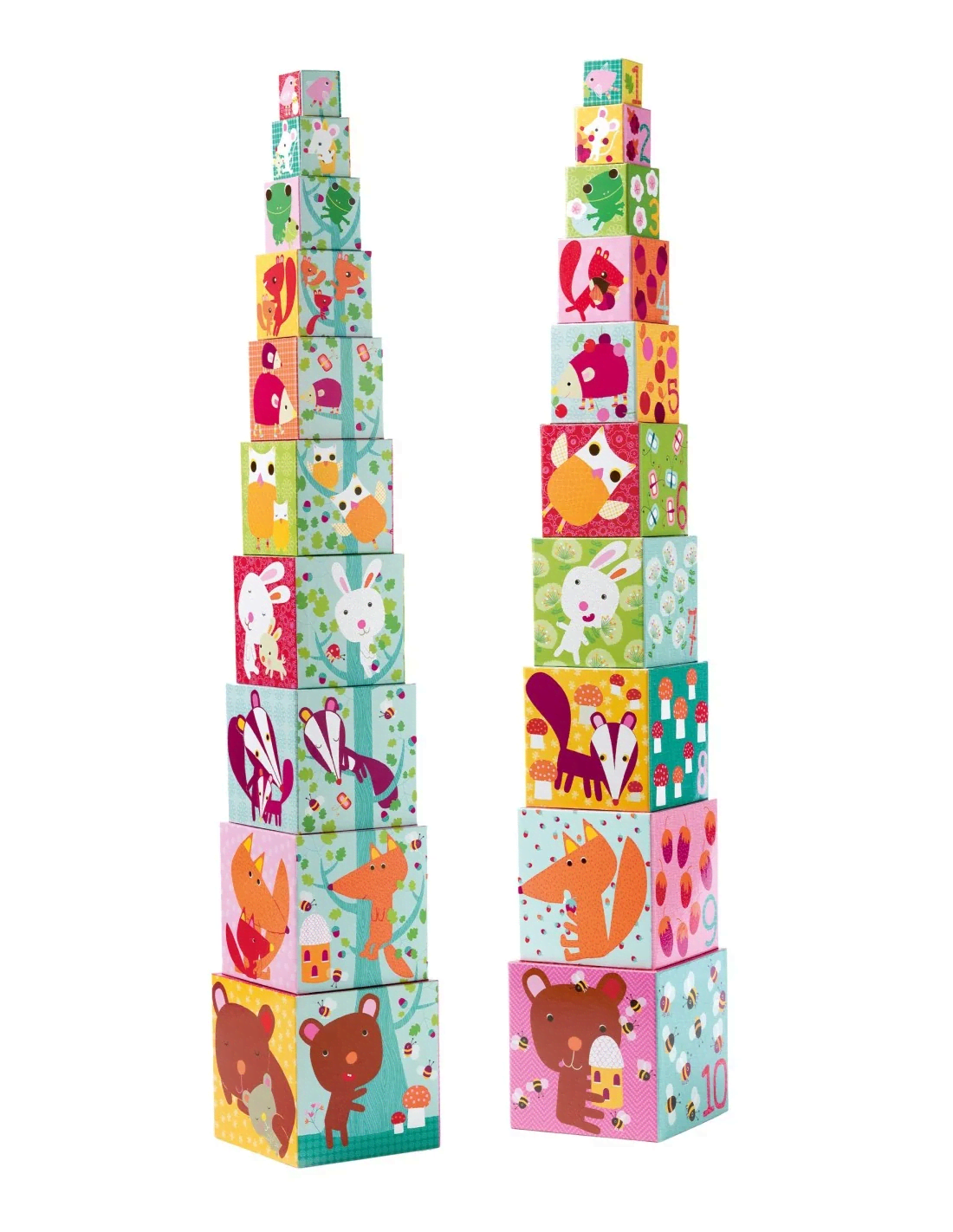 djeco 10 stapel kubussen bosdieren