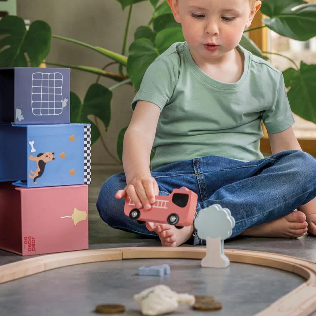 houten treinset reddingsvoertuigen (31 delig)