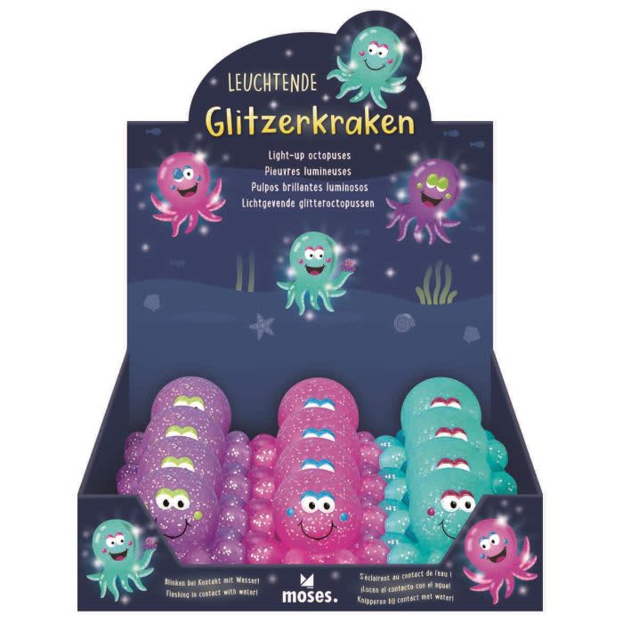 lichtgevende bad octopussen glitter 3 assorti