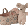 maileg baby mouse in carry cot rose