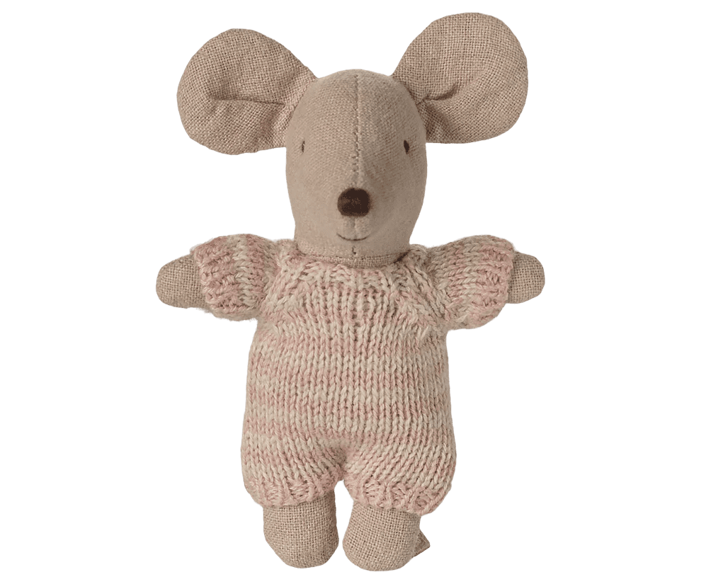 maileg baby mouse in carry cot rose