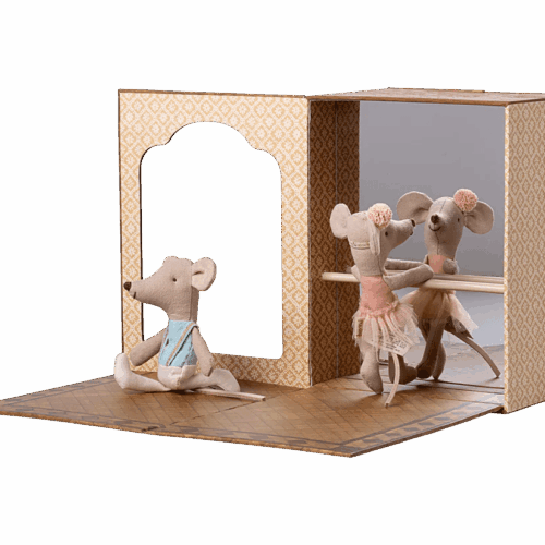 maileg ballet mice in dance studio, little sister and brother