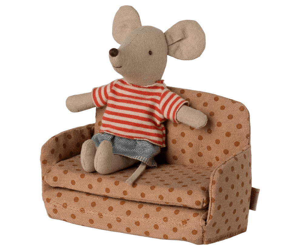 maileg sofa bed, mouse dots 11cm