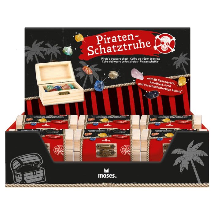 piraten schatkist hout incl. mineralen