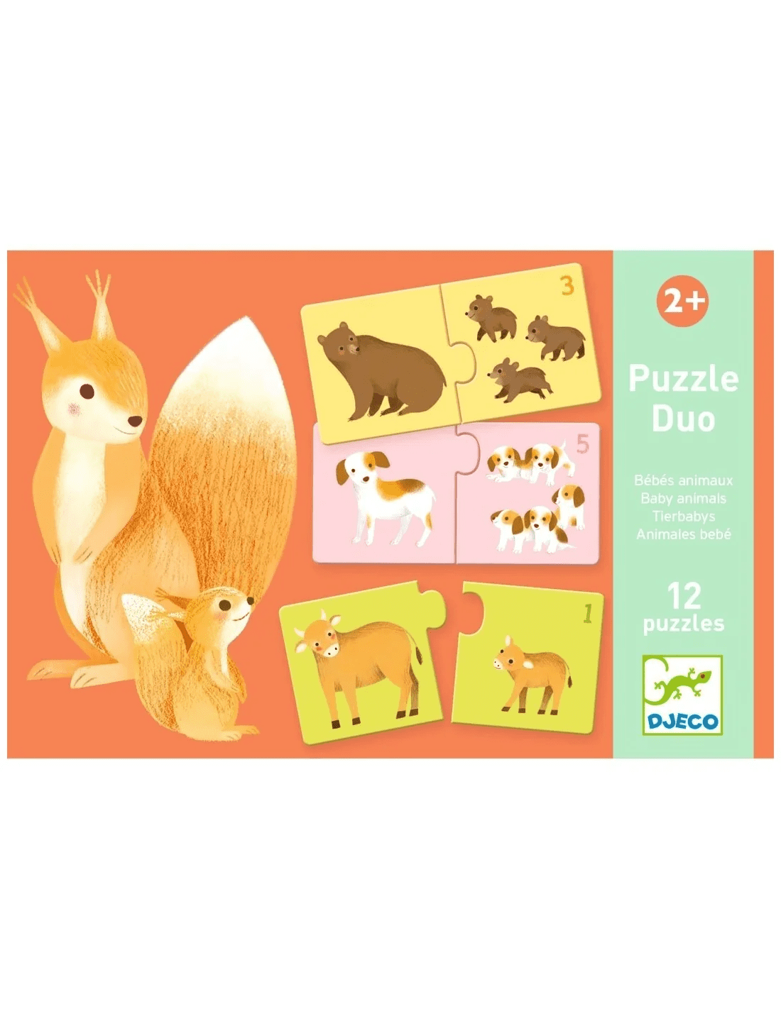 djeco duo puzzel babydieren 2+
