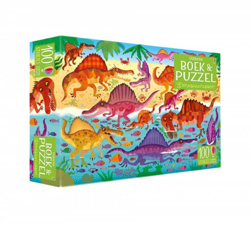 usborne boek, stickers & puzzel dinosaurussen