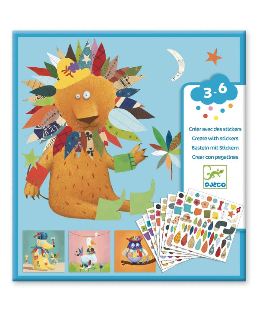 djeco creëer met stickers dieren 3 6 jaar
