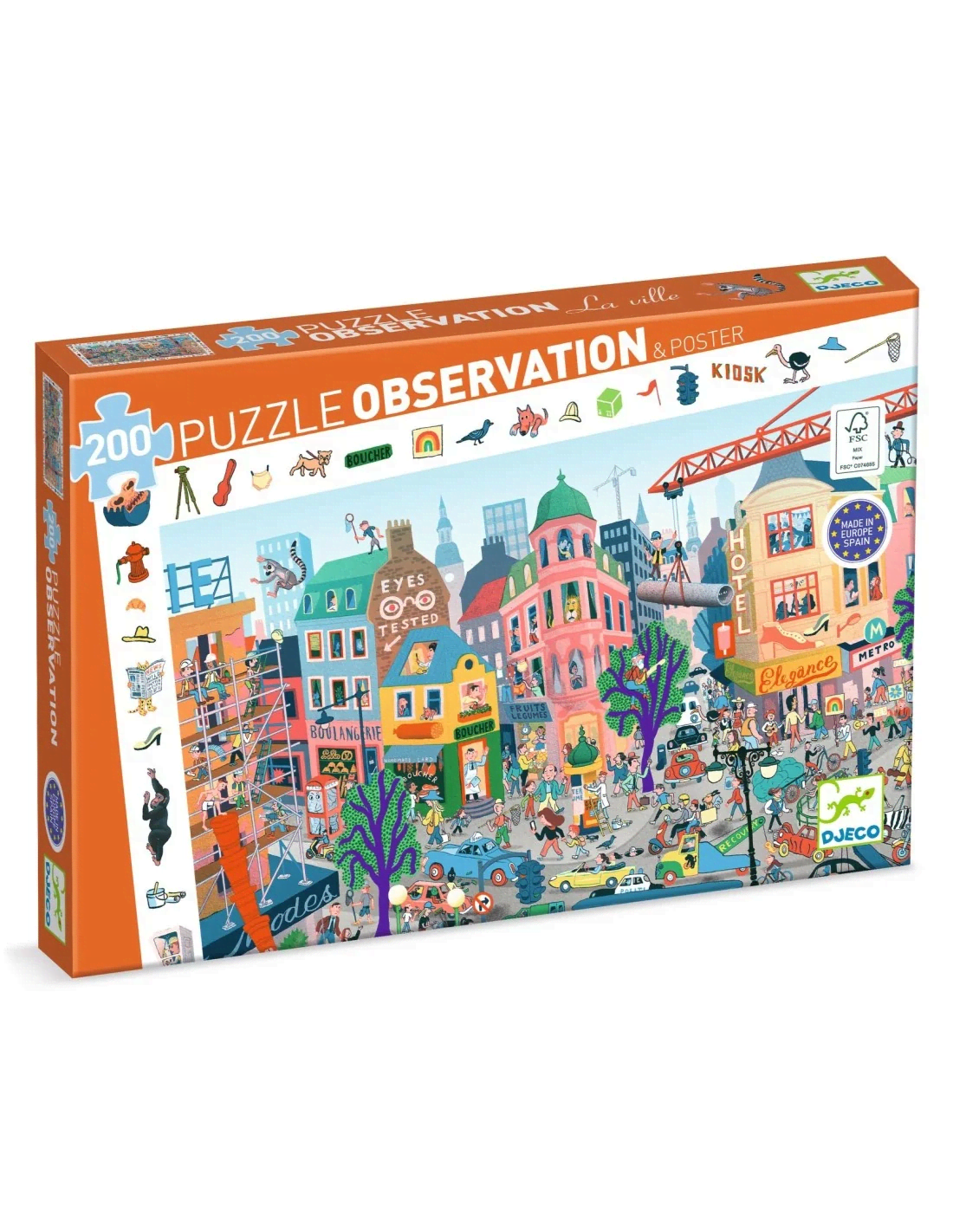 djeco observation puzzel de stad 200 stuks 6+