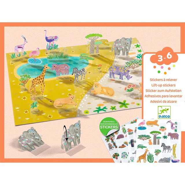 djeco stickers om rechtop te zetten dieren 3 6 jaar