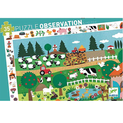 djeco observation puzzle de boerderij 35 stuks 3+